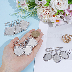 3Pcs 3 Styles Alloy Rhinestone Brooch Base Settings&nbsp;JEWB-OC00002