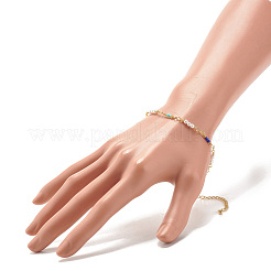 Imitation Pearl & Glass Seed Beaded Chain Bracelet for Women&nbsp;BJEW-JB07741