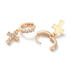 Brass Micro Pave Clear Cubic Zirconia Hoop Earrings&nbsp;EJEW-C121-18G