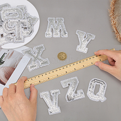 26Pcs Letter A~Z Glitter Powder with Paillette Sew on Cloth Patches&nbsp;PATC-MA0001-54B