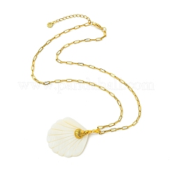 2Pcs 2 Styles Natural Shell and 304 Stainless Steel Starfish and Shell Shape Pendant Paperclip Chain Necklaces for Women&nbsp;NJEW-JN06215