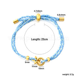 304 Stainless Steel Link Braided Cotton Cord Adjustable Slider Bracelets&nbsp;WG7AACD-02