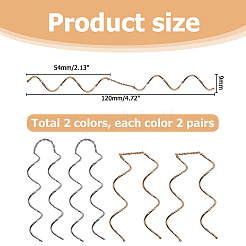 4 Pairs 2 Colors Wave Shape Alloy Ear Thread&nbsp;EJEW-HS0001-30