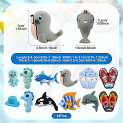 12Pcs 12 Styles Marine Theme Silicone Beads&nbsp;SIL-FS0001-45