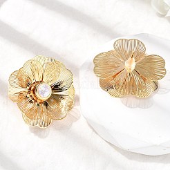Brass Glass Stud Earrings&nbsp;EJEW-F391-06G-01