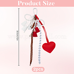 2Pcs 2 Colors Alloy Plastic Imitation Pearl & Imitation Leather Heart Pendant Decorations&nbsp;HJEW-DR00265