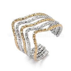 304 Stainless Steel Multi Layer Cuff Open Rings for Women&nbsp;RJEW-A095-04PG