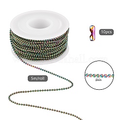 5M Rainbow Color 304 Stainless Steel Ball Chains&nbsp;STAS-SZ0002-22A