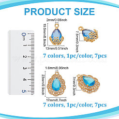 14Pcs 14 Styles Brass Micro Pave Clear Cubic Zirconia Pendants&nbsp;KK-ME0003-30