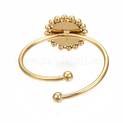304 Stainless Steel Open Cuff Finger Ring Cabochon Settings&nbsp;STAS-T060-13G