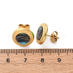 304 Stainless Steel Natural Paua Shell Stud Earrings&nbsp;EJEW-Z103-04G-01