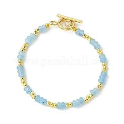 Dyed Natural White Jade & Brass Beaded Bracelets for Women&nbsp;BJEW-JB13678