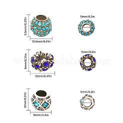 30Pcs 18 Style Alloy Rhinestone European Beads&nbsp;FIND-CA0006-82