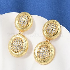 Brass Micro Pave Clear Cubic Zirconia Stud Earrings&nbsp;EJEW-H154-10B-G