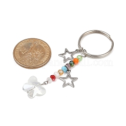 4Pcs Butterfly Glass Pendant Keychain&nbsp;KEYC-JKC01204