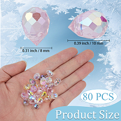 80Pcs Teardrop Electroplated Transparent Glass Charms&nbsp;GLAA-PA0001-68