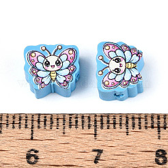 Printed Handmade Polymer Clay Beads&nbsp;CLAY-T022-13