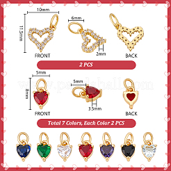 16Pcs 8 Colors Brass Micro Pave Cubic Zirconia Charms&nbsp;KK-PH0014-12