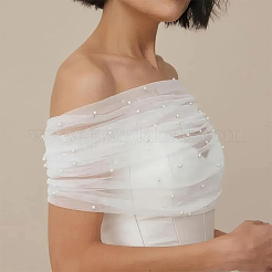 Detachable Pearl Tulle Polyester Shawls&nbsp;AJEW-WH0314-448B