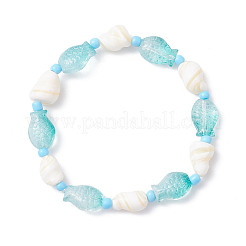2Pcs 2 Styles Natural Shell & Glass & Glass Seed Beaded Stretch Bracelets Set&nbsp;BJEW-JB12209