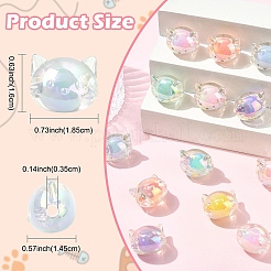 60Pcs UV Plating Rainbow Iridescent Acrylic Beads&nbsp;OACR-YW0003-95