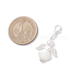 3Pcs 3 Styles Angel Alloy & ABS Imitation Pearl Pendants Decorations&nbsp;HJEW-JM04079
