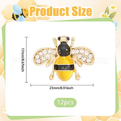 12Pcs Bees Iron Rhinestone Lapel Pin Brooches&nbsp;JEWB-CA0001-78