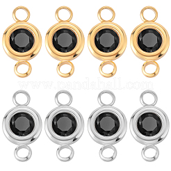 20Pcs 2 Colors 304 Stainless Steel Jet Rhinestone Links/Connectors&nbsp;STAS-BBC0009-18