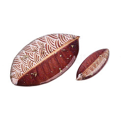 2Pcs Transparent Epoxy Resin Leaf Pendants&nbsp;RESI-T057-92