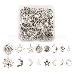 96Pcs Moon & Sun & Geometric Tibetan Style Alloy Pendants&nbsp;TIBEP-LS0001-09