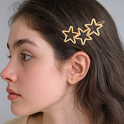 8Pcs 2 Colors Iron and Zinc Alloy Star Hair Barrettes&nbsp;PHAR-HY0001-06