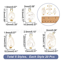 100Pcs 5 Style ABS Plastic Imitation Pearl Beads Pendant&nbsp;KY-AR0001-12