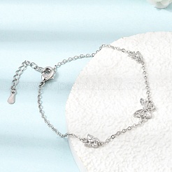 Brass Butterfly Link Bracelets&nbsp;KK-CBAFF9E-01P