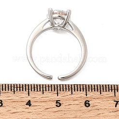 Brass Micro Pave Cubic Zirconia Cuff Open Rings for Women&nbsp;RJEW-B160-04P