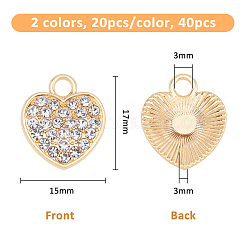 40Pcs 2 Colors Alloy Rhinestone Pendants&nbsp;FIND-FH0008-95