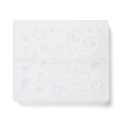 Line & Flat Round & Heart & Star & Flower & Moon Filling Silicone Molds&nbsp;X-DIY-M029-08