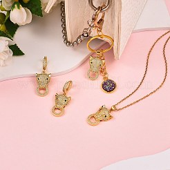 5Pcs Brass Micro Pave Clear & Green Cubic Zirconia Pendants&nbsp;ZIRC-SZ0003-23