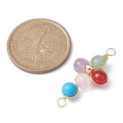 Mixed Gemstone Connector Charms&nbsp;PALLOY-JF02224-03