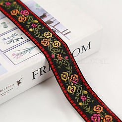 50 Yards Ethnic Style Embroidered Nylon Flower Jacquard Ribbon&nbsp;PW-WG55654-03