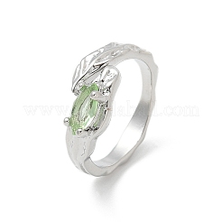 Horse Eye Glass Cubic Zirconia Cuff Rings&nbsp;RJEW-G337-17P