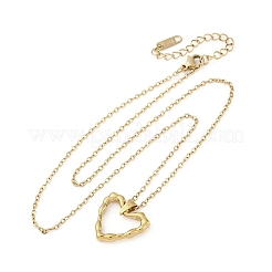Textured Heart Outline 304 Stainless Steel Pendant Necklaces&nbsp;NJEW-M096-38G