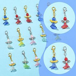 8Pcs Acrylic & Glass Pearl & Alloy Pendant Decorations&nbsp;HJEW-FS00071