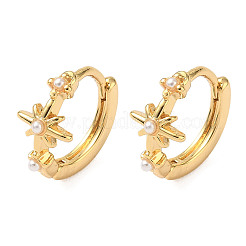 Brass Flower Hoop Earrings&nbsp;EJEW-D337-15G