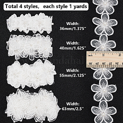 4 Yards 4 Styles Organza Flower Lace Trims&nbsp;SRIB-WR0001-11