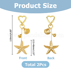 2Pcs 304 Stainless Steel Starfish Pendant Decorations&nbsp;HJEW-HS00089