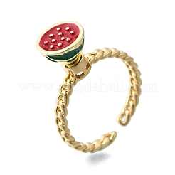 Brass Enamel Open Cuff Rings for Women&nbsp;RJEW-F179-08G-04