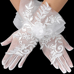 Polyester Bride's Lace Gloves&nbsp;AJEW-WH20120-23B