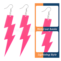 6 Pairs 6 Colors Acrylic Lightning Dangle Earrings&nbsp;EJEW-AN0001-58