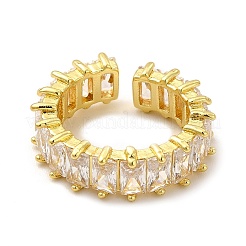 Cubic Zirconia Rectangle Open Cuff Ring&nbsp;RJEW-G282-02G-02