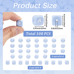 108Pcs 36 Styles Cube with Number & Letter Silicone Beads&nbsp;SIL-PA0001-23
